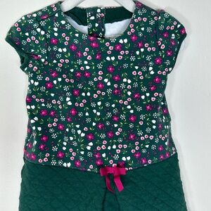 Gymboree Dress Size 12-18m Green Pink Flowers Floral